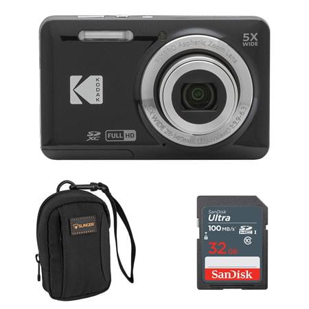 PIXPRO FZ55 Friendly Zoom Digital Camera, Black, Point and Shoot, Bundles with SD Card and Slinger Camera bag