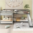 thumbnail image 3 of JERFIT Gray L-Shaped Bunk Bed with Slide, Full Over Twin Bunk Bed, Pine Wood & MDF Frame, Space-Saving Bunkbed with Ladder, 3 of 10