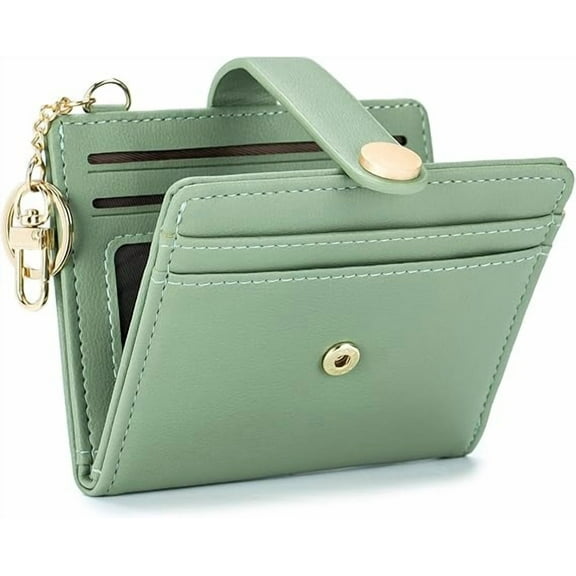 Emlimny Slim Wallet for Women,RFID Blocking Bifold Credit Card Holder with Zipper Coin Pocket,ID Window,Keychain
