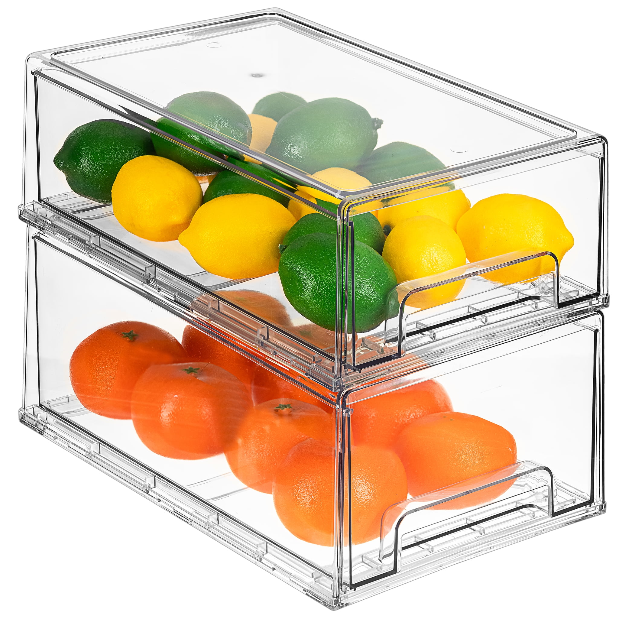 Sorbus Fridge Drawers - Clear Stackable Pull Out Refrigerator Organizer Bins - Food Storage Containers for Kitchen, Refrigerator, Freezer & Vanity (2 Pack | Large)