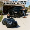 thumbnail image 4 of FUNTOK Licensed RAM 2500 24V 2 Seats Ride on Truck for Kids 3-8 w/ 20" Large Seat, 2 x 100W Motors, 24 Volt Ride on Toys w/ 3-Point Seat Belts/Remote Control/LED Light/Music/Back Storage, Black, 4 of 11