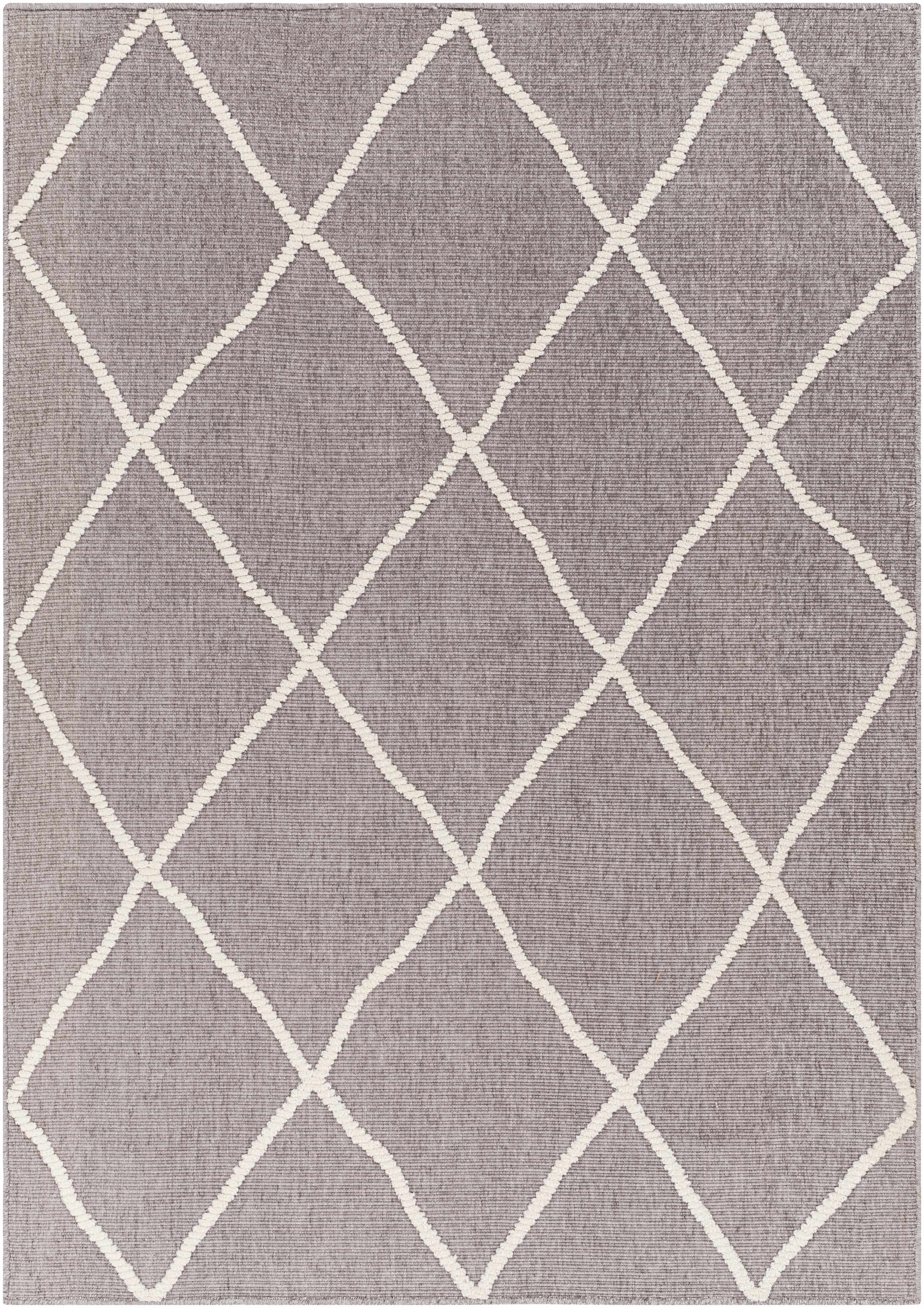 Hauteloom Amani Living Room, Bedroom Machine Washable Area Rug - Bohemian Modern Farmhouse - Moroccan Trellis - Gray, White - 3'3" x 5'