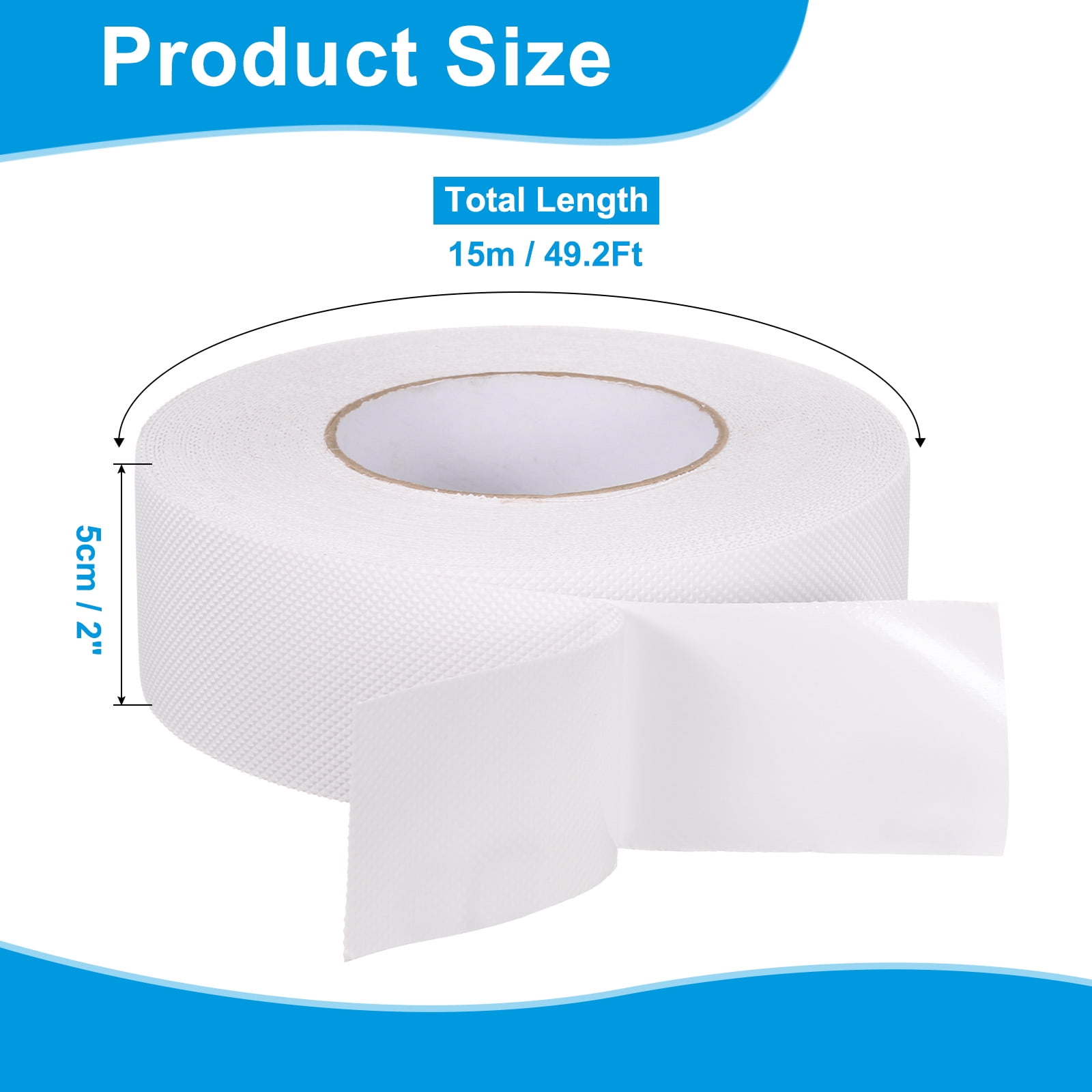 Rubber Grip Tape, 2" x 49.2 Ft Non-Slip Tape Diamond Textured Adhesive Grip Tape for Outdoor/Indoor Steps (White)