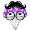 Mustache Balloon Bouquet Graduation Package School Colors - Purple
