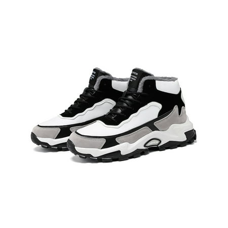 

Woobling Mens Lightweight Athletic Shoes Plush Lined Jogging Nonslip Sneakers Gray 7.5