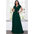 thumbnail image 3 of KOH KOH Long V-Neck Flowy Cap Short Sleeve V-Neck Bridesmaid Wedding Guest Party Formal Summer Sundress Tall Gown Maxi Dress Dresses For Women Emerald Green XXX-Large US 22-24 NT074, 3 of 6