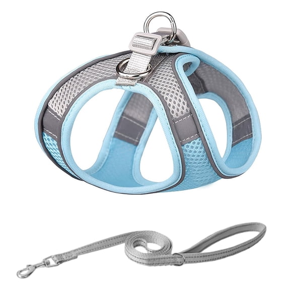Dog Harness No Choke Over - Step in Adjustable Dog Harnes with Breathable Mesh and Quick-Release Buckle for Walking (Blue)