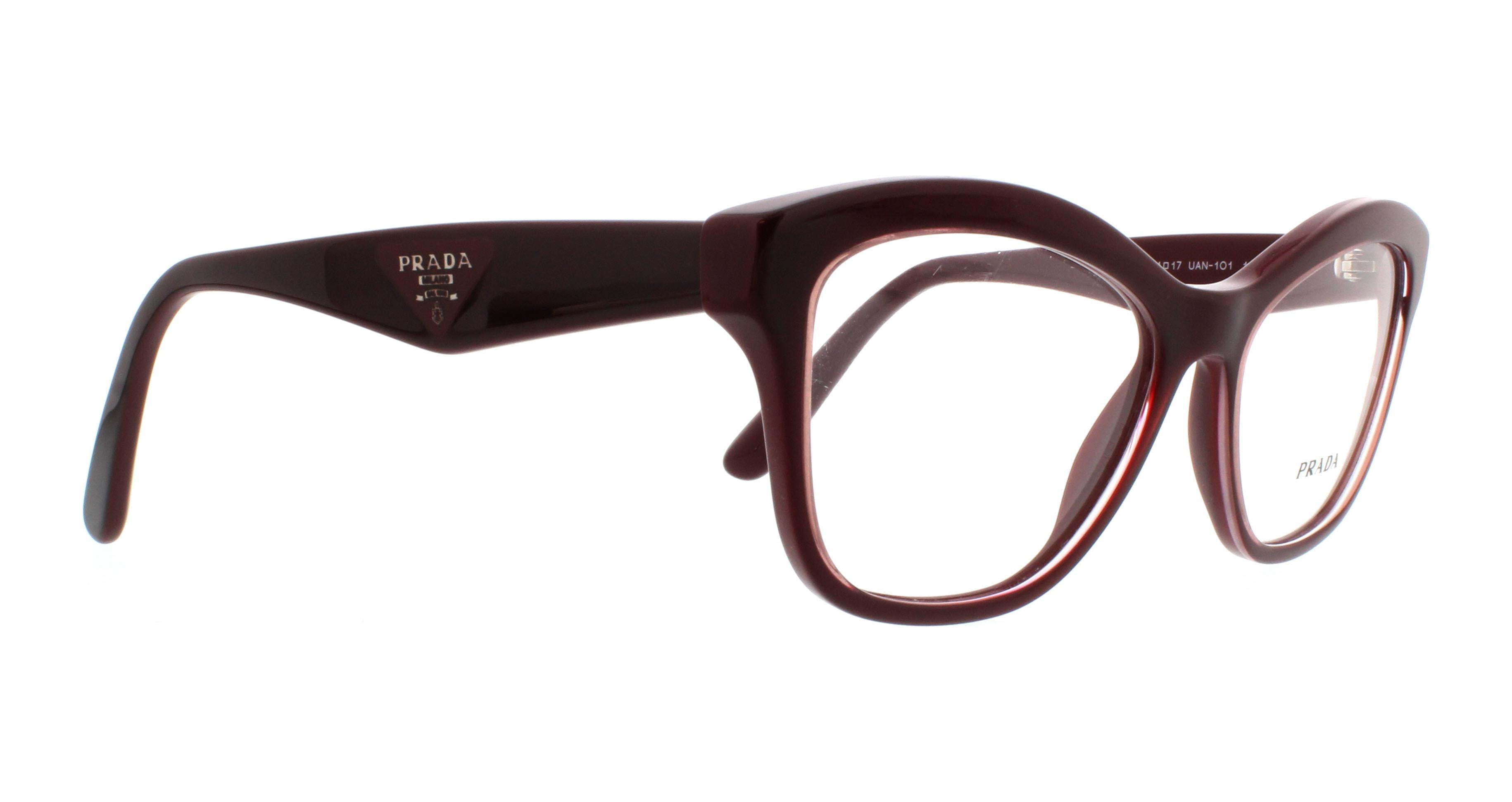 PRADA Eyeglasses PR29RV UAN1O1 Opal Bordeaux On Bordeaux 54MM 