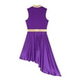 thumbnail image 4 of iiniim Women Asymmetrical Hem Sleeveless Dance Dress Lyrical Latin Cha Cha Performance Costume Purple XXL, 4 of 7