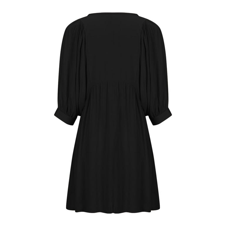 ZZwxWA Womens Sundress Fall Fashion Shirt Mini Dress Puff Sleeve Flowy  Tunic Shirt Dress Loose Comfy Short Dresses Solid Color Summer Holiday -  Walmart.com