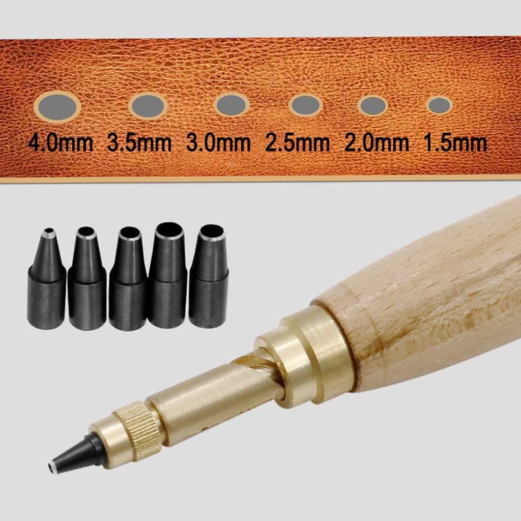 3 Set of Automatic Belts Mute Screw Rotary Hole Punch Steel Belt Hole Leather Tools