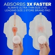 Always Ultra Thin Pads Without Wings, Size 2, Long Super Absorbency, 40 Count