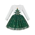 thumbnail image 1 of Robe Fille Verte Arbre de Noël Flocon de Neige Tutu Manches Longues 5 Ans, 1 of 6