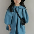 thumbnail image 2 of Zwiiyzr 2025 2-7 Ans Robe Chemise à Manches Longues Col Poupée pour Bébé Fille, Robe de Printemps Automne Bleue, 2 of 9