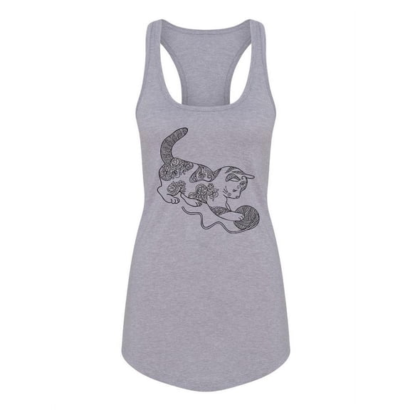 Cute Cat In Patterns Racerback Tank Women -Image by Shutterstock, Female XX-Large
