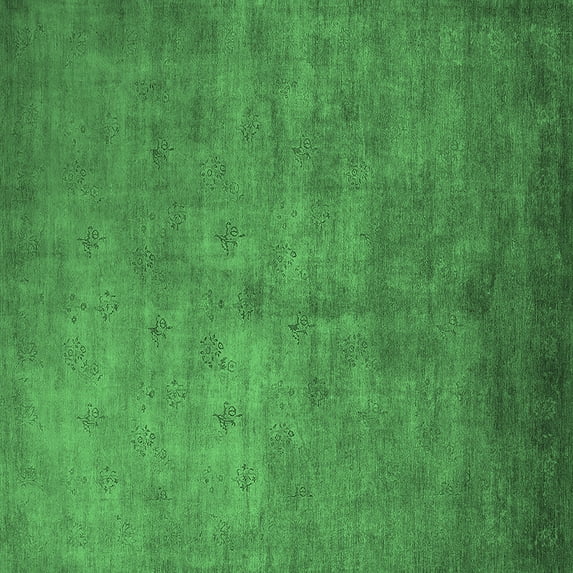 Ahgly Company Indoor Square Oriental Emerald Green Industrial Area Rugs, 5' Square