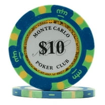 DA VINCI 14 Gram Clay Monte Carlo Poker Club Poker Chips Pack of 50 Blue Chips