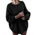 thumbnail image 1 of Aocisk Chandail Tricoté Ample à Col Rond et Épaules Tombantes pour Femmes, Noir, TG, Mode Hivernale, 1 of 5