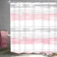 thumbnail image 3 of Abstract Striped Shower Curtain Modern Aesthetic Minimalist Geometric Simple Neutral Watercolor Painting Fabric Waterproof Polyester 12 Pack Hooks Pink Grey 72Wx72H Inches Bathroom Decor, 3 of 6