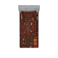thumbnail image 2 of Ambesonne Tribal Fitted Sheet & Pillow Sham Set, Aboriginal Cave, Queen, Orange and Black, 2 of 3