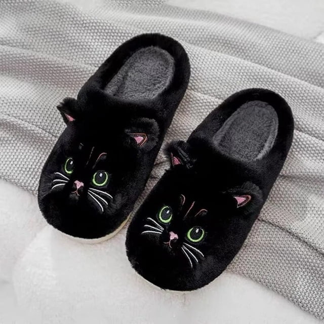Zapatillas de gato bonitas para mujer, pantuflas peludas y peludas con plataforma para el hogar, chanclas de felpa para invierno para hombre, pantuflas peludas para interiores, encantadores zapatos de