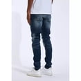 thumbnail image 3 of Crysp Denim Men's Kar Patch Panel Stitching Distressed Rips Skinny Fit Jeans (36, Blue), 3 of 7