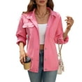 thumbnail image 2 of Women Casual Long Sleeve Lapel Button Outerwear Loose Boyfriend Style Jacket Fashion Denim Jacket Pink XL, 2 of 9