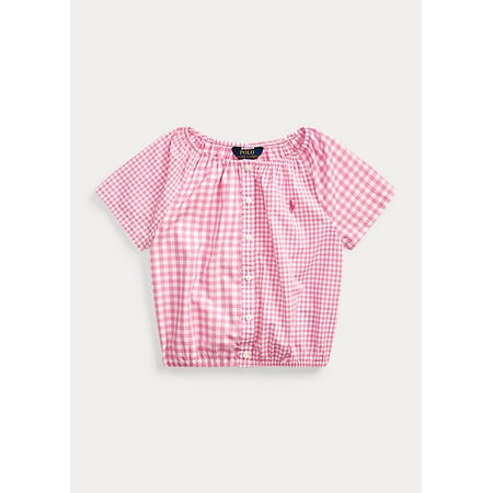 Ralph Lauren PINK Girl's Mixed-Gingham Cotton Top, US 3 Toddler