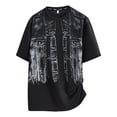 thumbnail image 5 of Men's Solid Color Geometric Jacquard Short Sleeve Round Neck Athletic T-Shirt, Quick-Dry Sporty Top for Training, Running, Gym Workouts and Outdoor Activities Black h M, 5 of 9