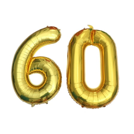 IDEANATEGRATE 1 Set Gold Number 60th Balloon Golden Aluminum Foil Jumbo Birthday Party Decorations