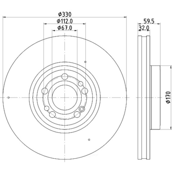 Hella 355132331 Disc Brake Rotor Fits select: 2020-2022 MERCEDES-BENZ GLE 350 4MATIC