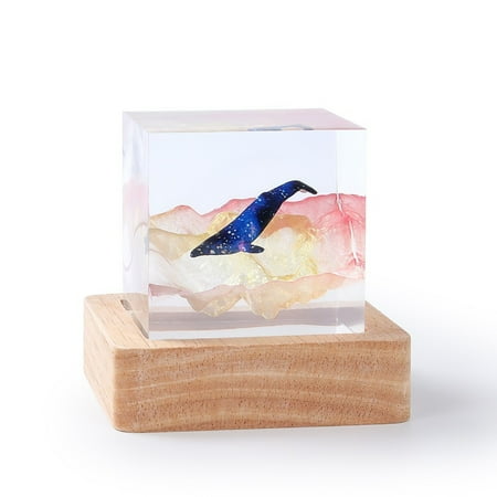

Litaoh Desktop Dress Up Resin Lamp，Deep Sea Diving Night Light Humpback Whaleocean Lights The Underwater World Night Light Ocean Lamp Diving Resin Wood Light Home Decor Gift for Family Friends