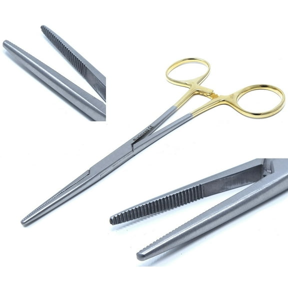 Stainless Steel Fishing Pliers Anglers Catch & Release Half Serrated Tool, Gold Handle 5.5" STR