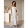 thumbnail image 6 of LMLYSoH Women Summer Long Bandeau Dress White Off Shoulder Strapless Slim Mesh Sequins Slit Tube Top Dress, 6 of 9
