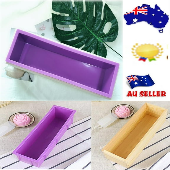 Soimiss Wooden Box Soap Mold with Flexible Silicone Insert for Loaf Cake Bread Jelly Making