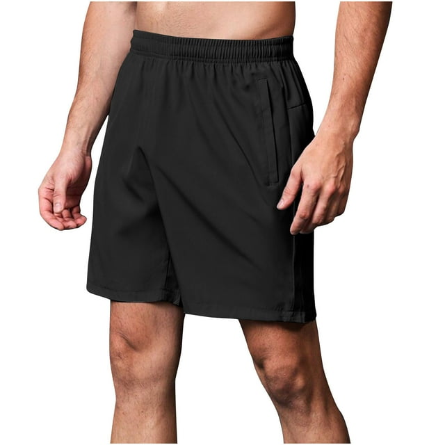 ohmzyzo Men's Gym Workout Athletic Shorts Running Jogger Quick Dry Lightweight Sweatshorts with Zipper Pockets