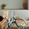 thumbnail image 3 of Octopus Soft Flannel Fleece Throw Blanket, Giant Cephalopod Legs Exotic Oceanic Animals Beast Wild Life Image Print, Cozy Plush for Indoor and Outdoor Use, 60" x 80", Orange Blue, by Ambesonne, 3 of 5