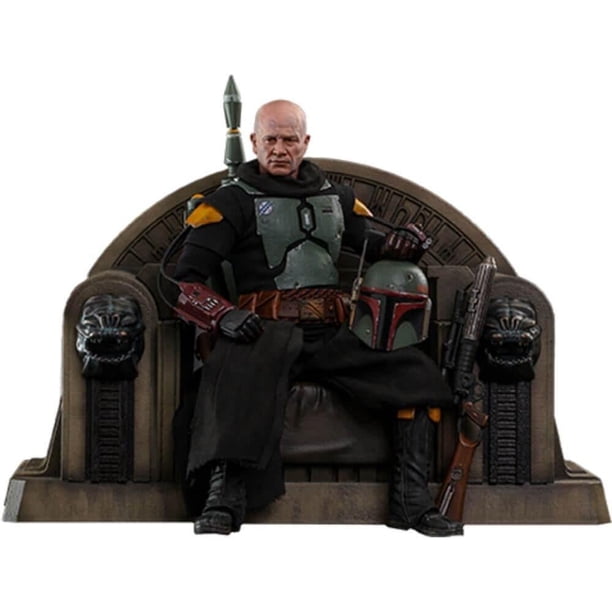 Figura de acción mandaloriana de 12 pulgadas escala 1/6 - Boba Fett (repintar armadura) y trono Hot Toys 90885