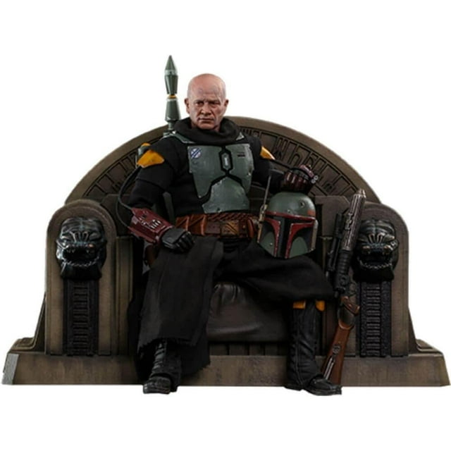 Figura de acción mandaloriana de 12 pulgadas escala 1/6 - Boba Fett (repintar armadura) y trono Hot Toys 90885