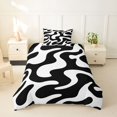 thumbnail image 2 of Homewish White Wavy Spiral Twin Duvet Cover,Abstract Modern Twin Bedding,Black Reversible,2pcs,1 Duvet Cover and 1 Pillowcase, 2 of 6