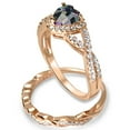thumbnail image 3 of LaRaso & Co 1 Carat Black Heart Cut Wedding Engagement Ring Set 14K Rose Gold Plated Silver Size 12, 3 of 6
