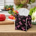 thumbnail image 4 of FUIALDOLG Tissue Box Cover, Breast Cancer Ribbon Square Decorative Car Tissue Holder PU Leather Facial Paper Case Organizer Dispenser for Bathroom, Vanity Countertop, Night Stands, Desk, 4 of 7