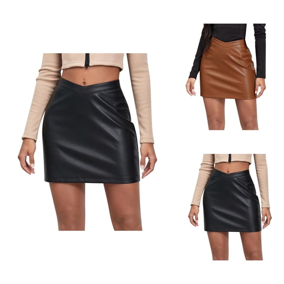 Suede Pencil Skirt for Women High Waisted Bodycon Mini Skirt Office Work Skirts