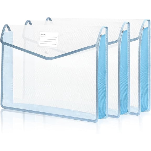 3 Pieces 11 x 17 inch Expandable Tabloid Size Documents Folder with Snap Closure Black Horizontal Large Clear Organizer Storage with Label Plastic Envelopes Expanding File Folder (Clear)