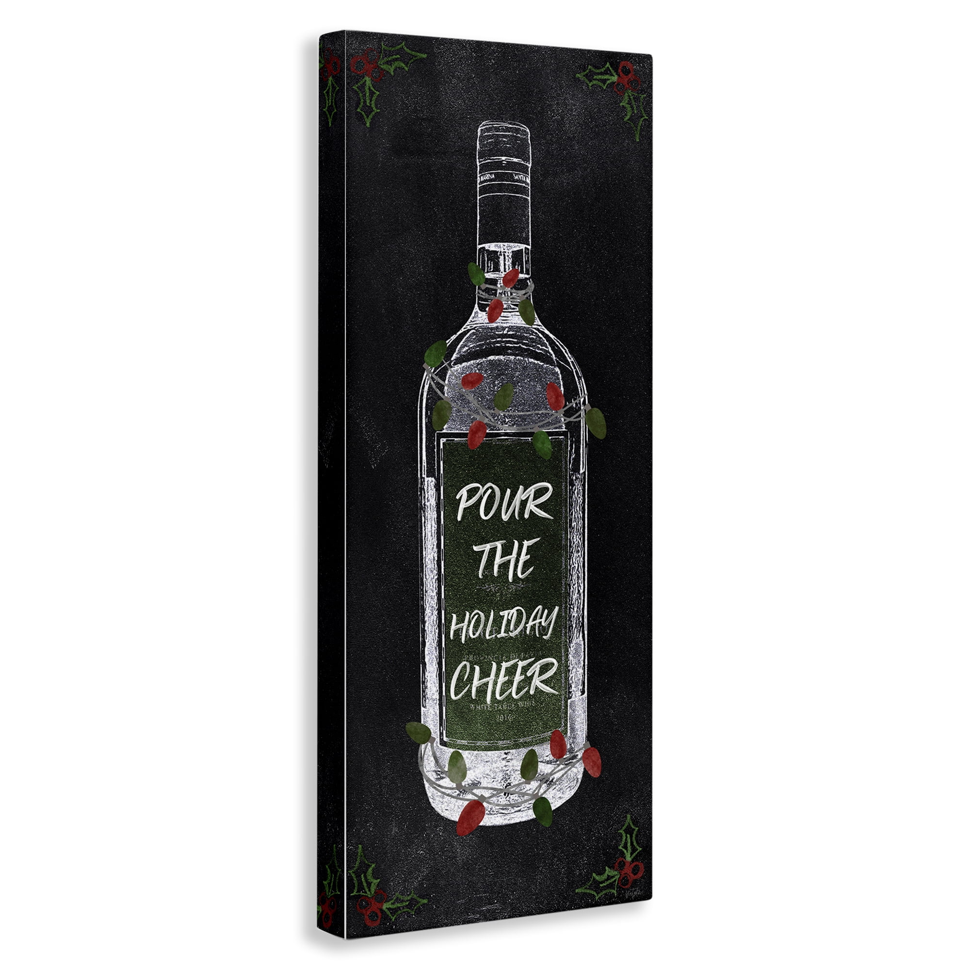 Stupell Industries Pour Holiday Cheer Bottle Holiday Painting Gallery Wrapped Canvas Art Prints Wall Art, 17 x 40
