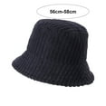 thumbnail image 6 of Tnobhg Women Fisherman Hat Striped Solid Color Wide Brim Thick Warm Windproof Sunscreen Foldable Flat Top Casual Lady Fall Winter Outdoor Bucket Hat Cap, 6 of 8
