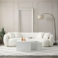 thumbnail image 4 of Williamspace 101" Modern Oversized Curved Sofa,Back Upholstered Boucle Couch with 4 Throw Pillows,4-Seat Teddy Boucle Fabric Couch for Living Room Office Apartment,Beige, 4 of 11