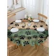 thumbnail image 5 of Dog Claws Painting Round Tablecloth 54 inches Vintage Green Wood Striped Farm Animal Waterproof Oil-Proof Table Cloth Round Table Cover for Holiday Party Picnic Dinner Decor Indoor and Outdoor Use, 5 of 9