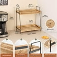 thumbnail image 2 of Countertop Coffee Station Organizer, 2 Tier Wooden Shelf for Coffee Bar Accessories, Condiment Storage Caddy for Kitchen, Home, Office - Brown, 2 of 4