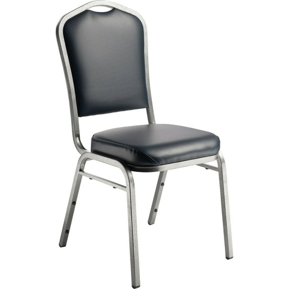 9300 Series Deluxe Vinyl Upholstered Stack Chair - Midnight Blue Seat, Silvervein Frame